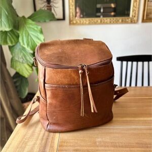 Azaria Fully Leather Luxe La Mère Original Diaper Bag - Cognac